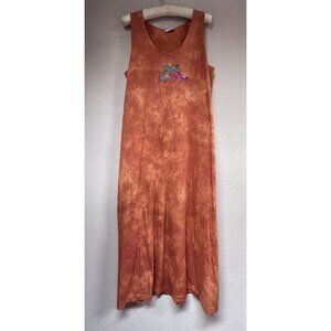 Vintage Mary Dee Fun to Wear Scoop Neck Sleeveless Tie-Dye Maxi Dress Sz 1 Brown